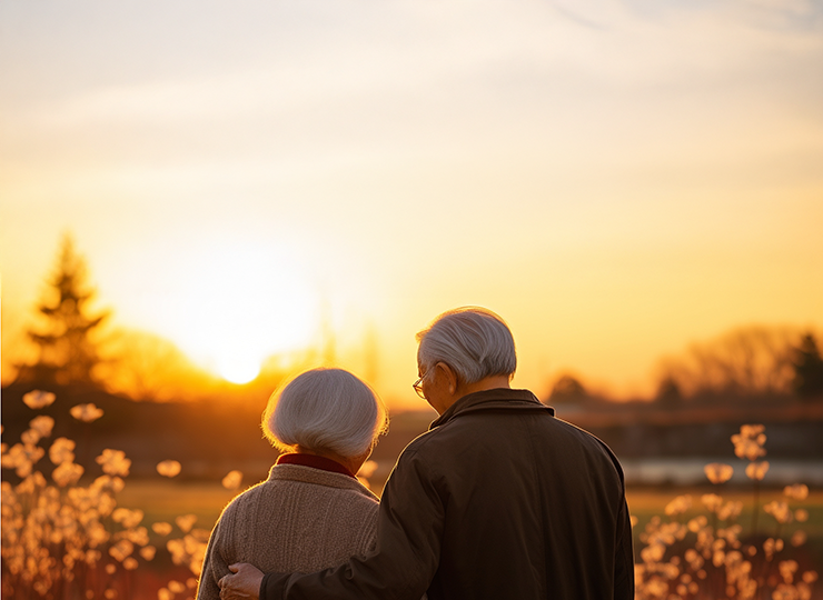 寄りそった夫婦と安心感と信頼のイメージ