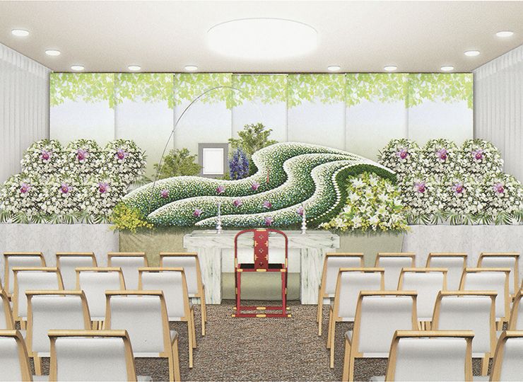 清潔で故人の想いを反映した花祭壇